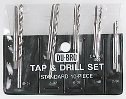 Dubro 10-Piece Standard Assorted Tap & Drill